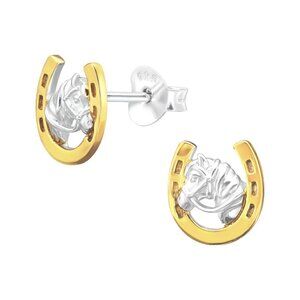 14k Gold and Sterling Silver Equestrian Stud Earrings